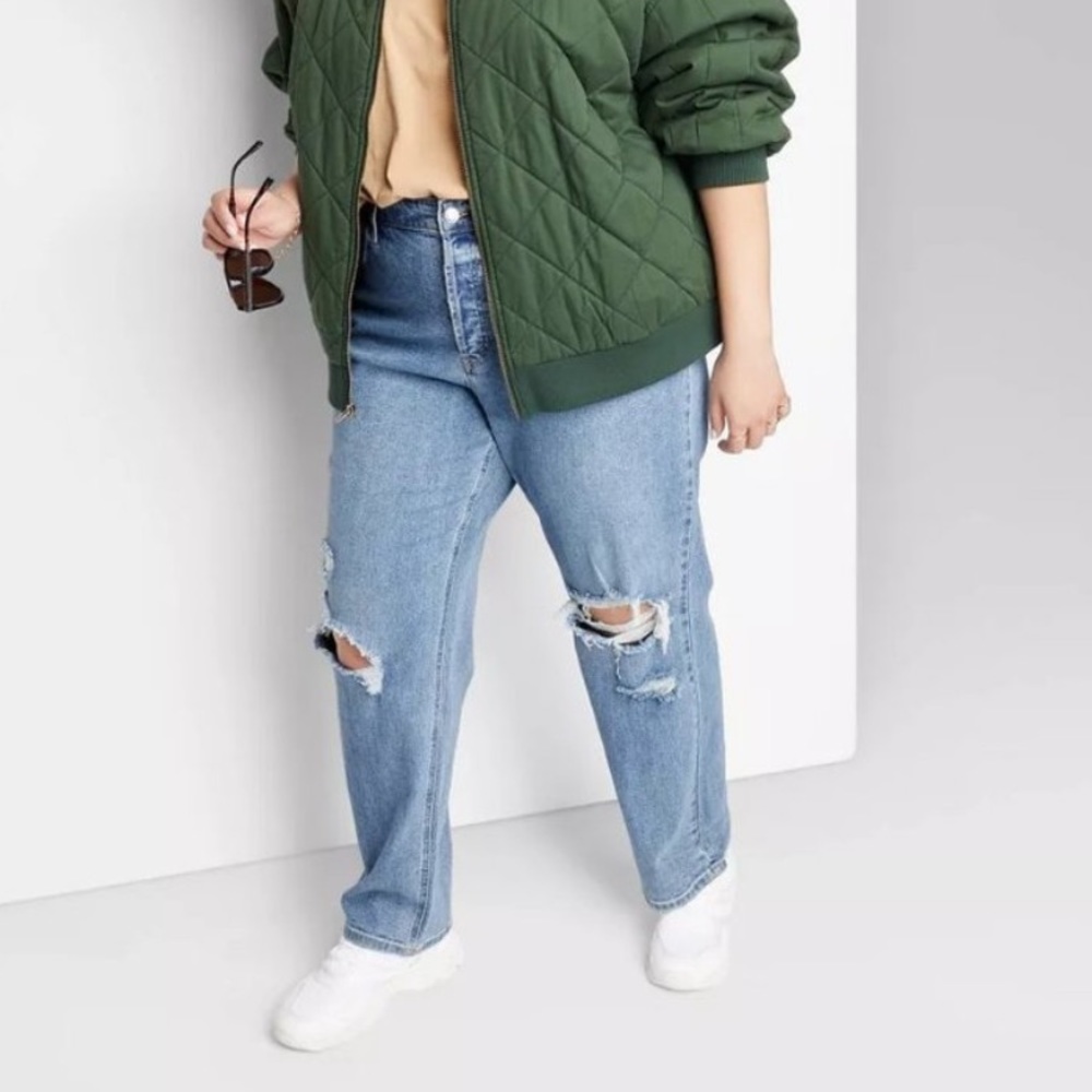 Womens high rise distressed jeans